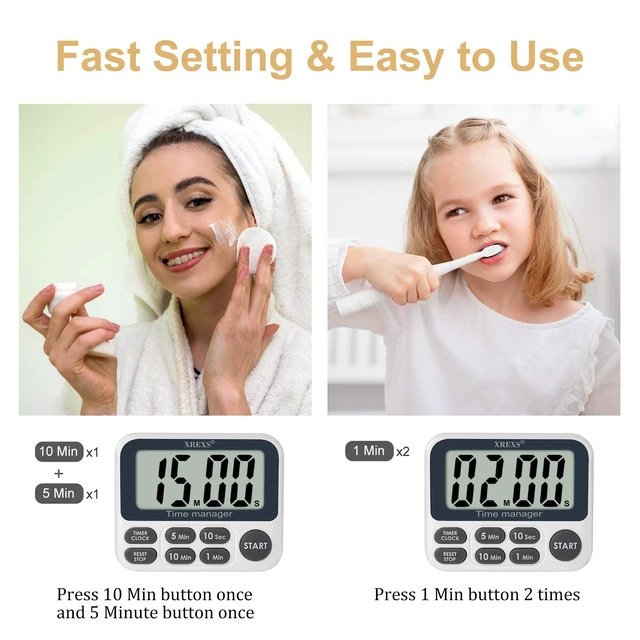 Alt view image 3 of 6 - Digital Kitchen Timer, Magnetic Countdown Up Cooking Timer | with Large LCD Display, Adjustable Volume, Loud Alarm & Strong Magnet for Teachers (Batteries Included)