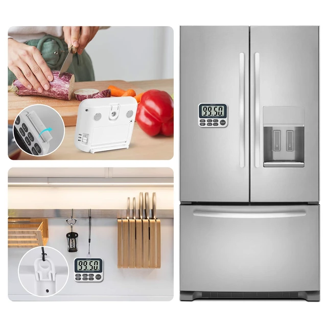 Alt view image 5 of 6 - Digital Kitchen Timer, Magnetic Countdown Up Cooking Timer | with Large LCD Display, Adjustable Volume, Loud Alarm & Strong Magnet for Teachers (Batteries Included)