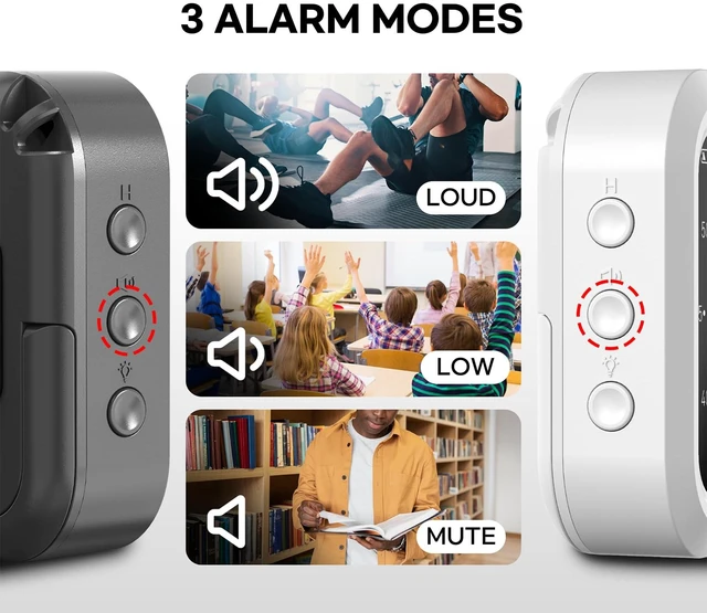 Alt view image 7 of 7 - Visual Digital Timer, Large Color Display & Rechargeable, Magnetic Back & Silent Mode, 12 Hours Countdown/Up Stopwatch Timer for ADHD, Kids, Classroom, Kitchen, Work Productivity (Gray)