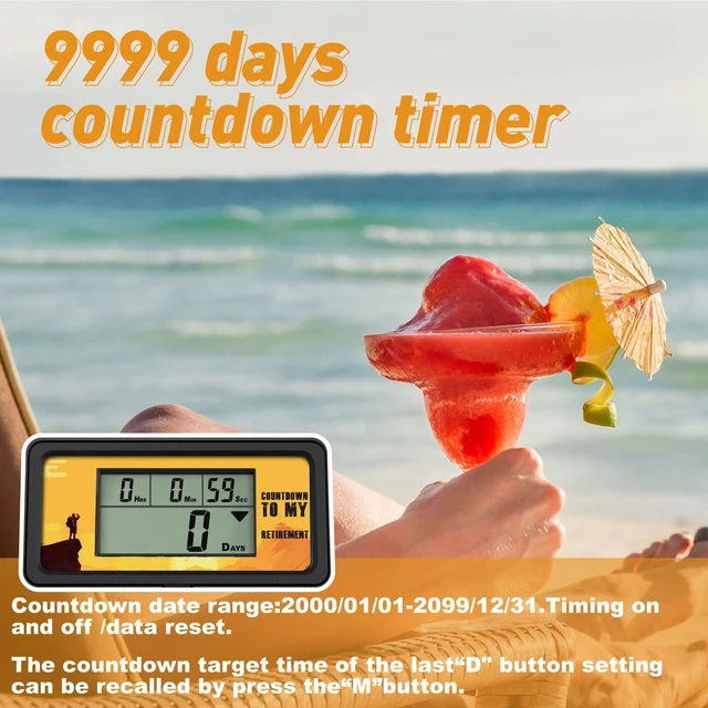 Alt view image 2 of 7 - 9999 Days Digital Countdown Days Timer Count Down Days Timer with 5 | With 5 paper cards Backlight alerts for Retirement Vacation Wedding Christmas New Baby Classroom Lab Kitchen Cooking (HM200B)