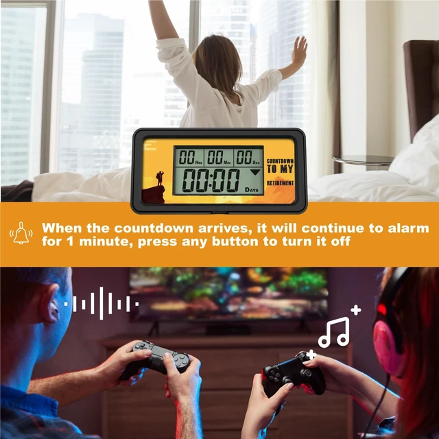 Alt view image 5 of 7 - 9999 Days Digital Countdown Days Timer Count Down Days Timer with 5 | With 5 paper cards Backlight alerts for Retirement Vacation Wedding Christmas New Baby Classroom Lab Kitchen Cooking (HM200B)