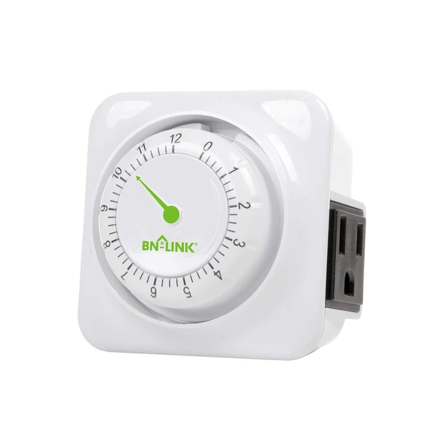 Alt view image 2 of 7 - 12 Hour Indoor Mechanical Accurate Countdown Timer, 3-Prong Grounded Outlet, 15 Minute Increments, Energy Saving for Kitchen, Phone Charger, Lamps, Holiday Decoration 1875W, 1/2 HP, ETL Listed
