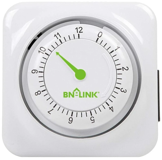 Main image of 12 Hour Indoor Mechanical Accurate Countdown Timer, 3-Prong Grounded Outlet, 15 Minute Increments, Energy Saving for Kitchen, Phone Charger, Lamps, Holiday Decoration 1875W, 1/2 HP, ETL Listed