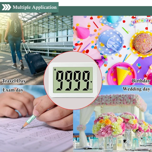 Alt view image 7 of 7 - Digital Countdown Days Timer 9999-Days Electronic Timer for Vacation Retirement Wedding Lab, Large Display for Classroom Graduation,Study Fitness Count Down