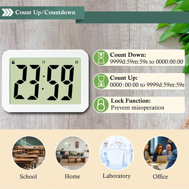 Alt view image 2 of 7 - Digital Countdown Days Timer 9999-Days Electronic Timer for Vacation Retirement Wedding Lab, Large Display for Classroom Graduation,Study Fitness Count Down