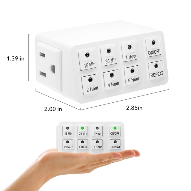 Alt view image 3 of 7 - 2 Pack Indoor Countdown Timer with Repeat Function, 3-Prong | Heavy Duty Accurate Compact Size for Charger Vacation Security, 15A/1875W 12 HP ETL Listed