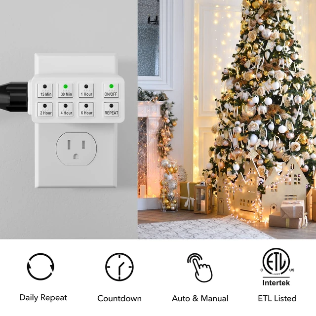 Alt view image 4 of 7 - 2 Pack Indoor Countdown Timer with Repeat Function, 3-Prong | Heavy Duty Accurate Compact Size for Charger Vacation Security, 15A/1875W 12 HP ETL Listed