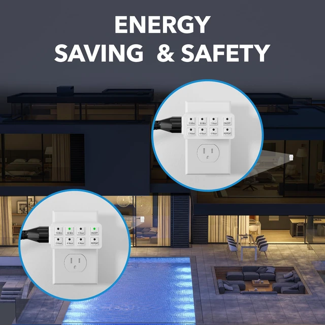 Alt view image 6 of 7 - 2 Pack Indoor Countdown Timer with Repeat Function, 3-Prong | Heavy Duty Accurate Compact Size for Charger Vacation Security, 15A/1875W 12 HP ETL Listed