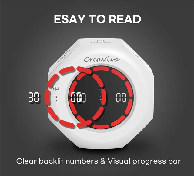 Alt view image 4 of 7 - Flip Cube Pomodoro Timer - Rechargeable Visual Countdown & Count Up Stopwatch, 7 Preset Intervals, 3 Alarm Modes, Productivity Tool for ADHD, Kids, Study, Work & Kitchen (White)