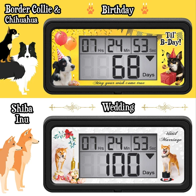 Alt view image 4 of 7 - Digital 9999 Days Countdown Clock Timer with Backlight - Count Down Your Retirement, Wedding, Christmas, Vacation and All Calendar Event Dates in Your Life - Dog Collection (Black - 8 Frames)