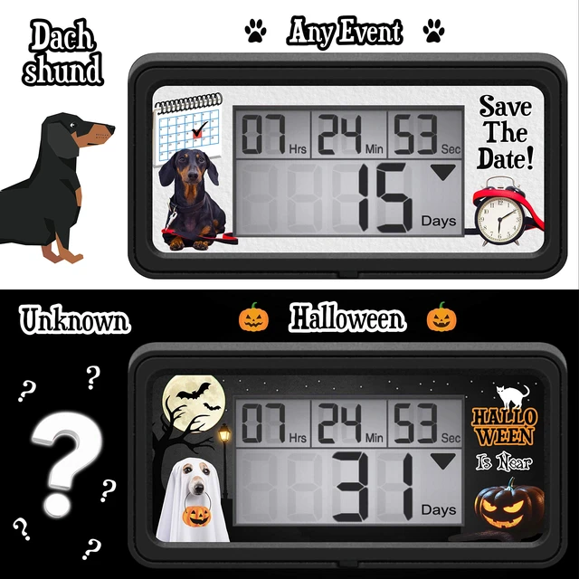 Alt view image 5 of 7 - Digital 9999 Days Countdown Clock Timer with Backlight - Count Down Your Retirement, Wedding, Christmas, Vacation and All Calendar Event Dates in Your Life - Dog Collection (Black - 8 Frames)