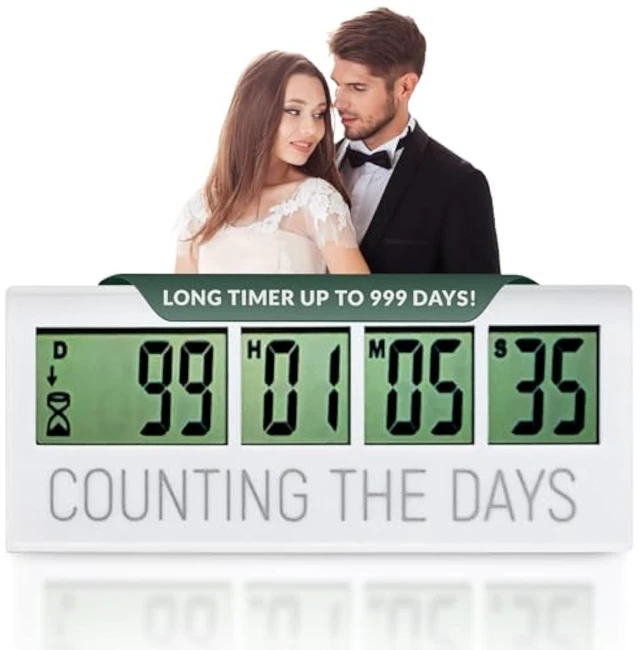 Main image of Counting the Days Countdown Clock - Up to 999 Days LCD Digital Timer - Easy to Set & Read Reusable Count Down Timer for Retirement, Wedding, Christmas, Holiday,Baby Due Date,Birthday & More