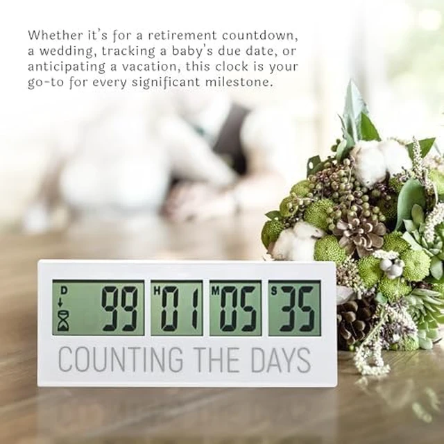 Alt view image 7 of 7 - Counting the Days Countdown Clock - Up to 999 Days LCD Digital Timer - Easy to Set & Read Reusable Count Down Timer for Retirement, Wedding, Christmas, Holiday,Baby Due Date,Birthday & More