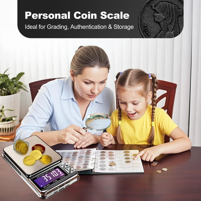 Alt view image 2 of 7 - Coin Scale, 600g x 0.01g Jewelry Scale with 7 Units & 3 Charging Interfaces, Digital Portable Pocket Gram Scale for Coin Collectors, Jewelers, Gold, Silver Dollar