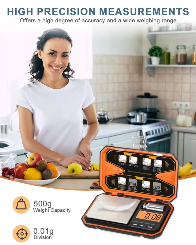 Alt view image 2 of 7 - Digital Pocket Scale, 500g/0.01g High Precision Mini Grams Scale with 50g Calibration Weight, Digital Food Scale with LCD Display, 6 Units, Tare Function for Food, Jewelry, Coffee, Coin