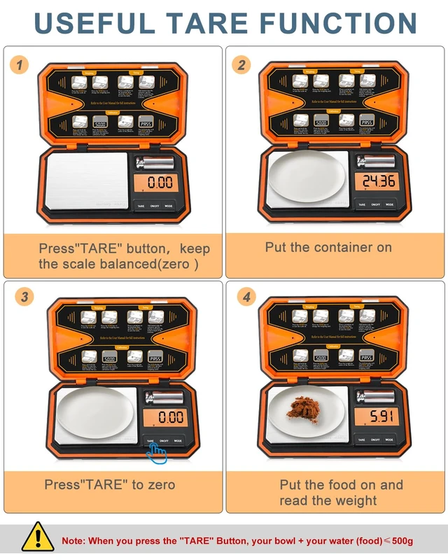 Alt view image 4 of 7 - Digital Pocket Scale, 500g/0.01g High Precision Mini Grams Scale with 50g Calibration Weight, Digital Food Scale with LCD Display, 6 Units, Tare Function for Food, Jewelry, Coffee, Coin
