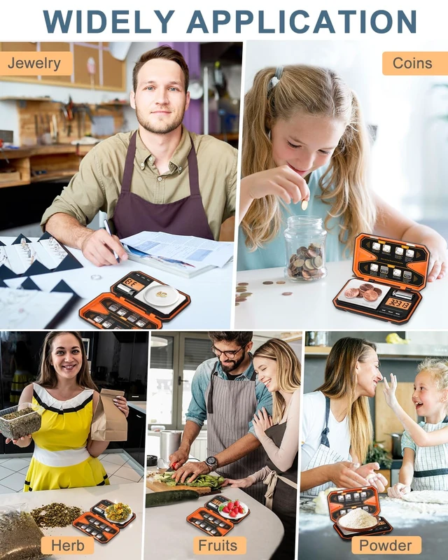 Alt view image 7 of 7 - Digital Pocket Scale, 500g/0.01g High Precision Mini Grams Scale with 50g Calibration Weight, Digital Food Scale with LCD Display, 6 Units, Tare Function for Food, Jewelry, Coffee, Coin