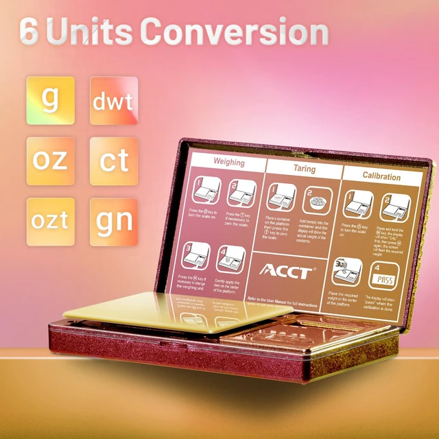 Alt view image 5 of 6 - Digital Pocket Scale, 500g by 0.01g, Precision Gram Scale with Tare Scale Feature, 6 Units, Small Ounce Scale for Jewelry, Powder, Coins, Herb, Mini Scale with Battery