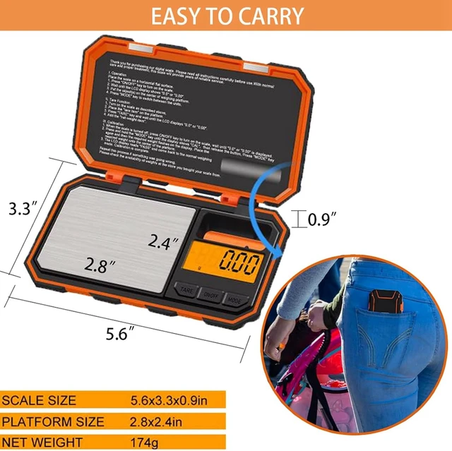 Alt view image 5 of 7 - Digital Gram Scale,200g/0.01g High Precision Pocket Mini Scales | Small scale with 6 Units,Jewelry Scale with LCD Display,Tare Function,Auto Off,50g Cal Weight,for Coin,Powder,Reloading,Food