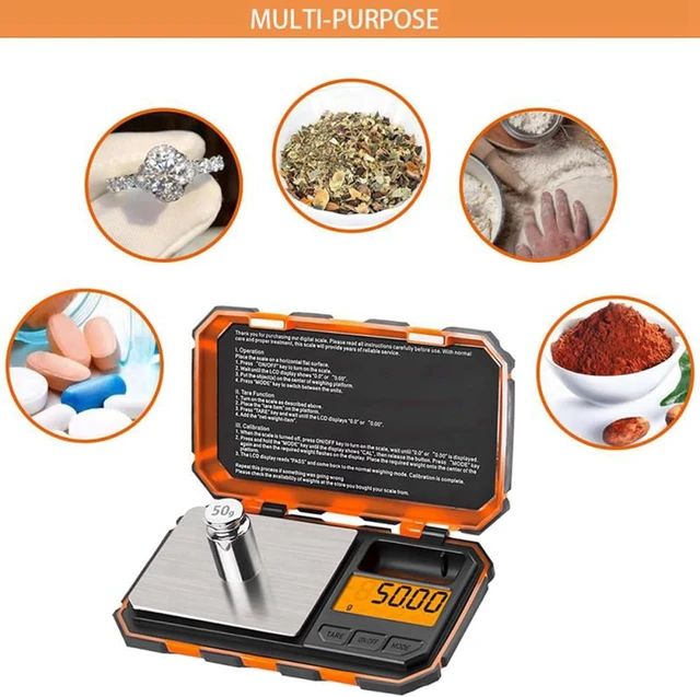 Alt view image 7 of 7 - Digital Gram Scale,200g/0.01g High Precision Pocket Mini Scales | Small scale with 6 Units,Jewelry Scale with LCD Display,Tare Function,Auto Off,50g Cal Weight,for Coin,Powder,Reloading,Food