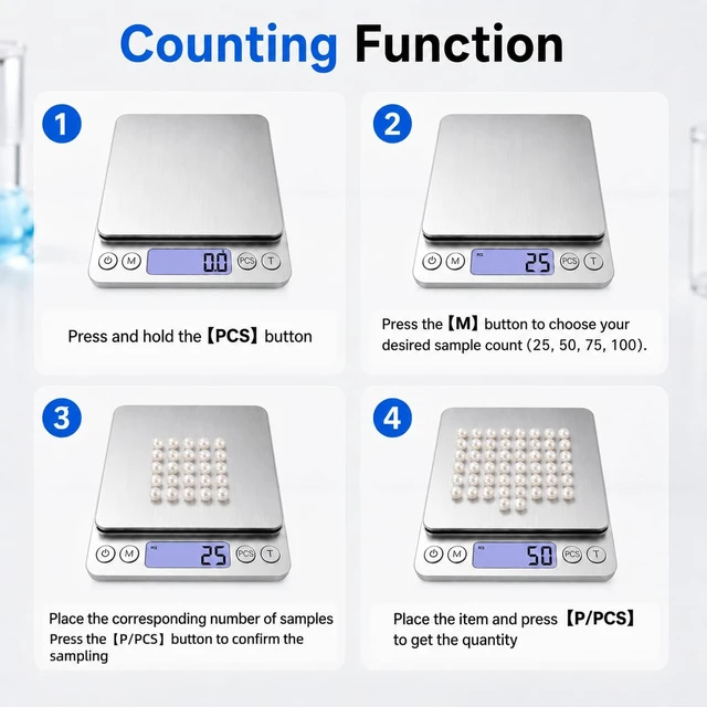 Alt view image 6 of 7 - Small Digital Food Scale Ounce/OZ and Gram Scale, Kitchen Scale 3000g/0.1g High Precision for Baking, Soap Making, Jewelry, Includes 2 Trays and Batteries, 9 Units, Tare Function, Easy to Store