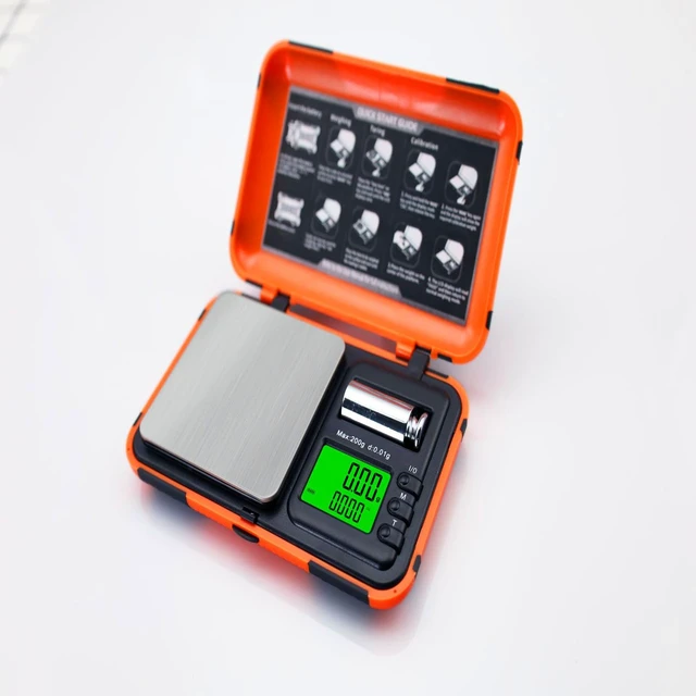 Alt view image 2 of 7 - Digital Pocket Scale Precision 200g/0.01g with 50g Cal Weights,LCD Display Digital Scale Grams Ounces, Mini Jewelry Scale, Coins Scale for Gold/Silver/Gems/Food (Pocket Scale)