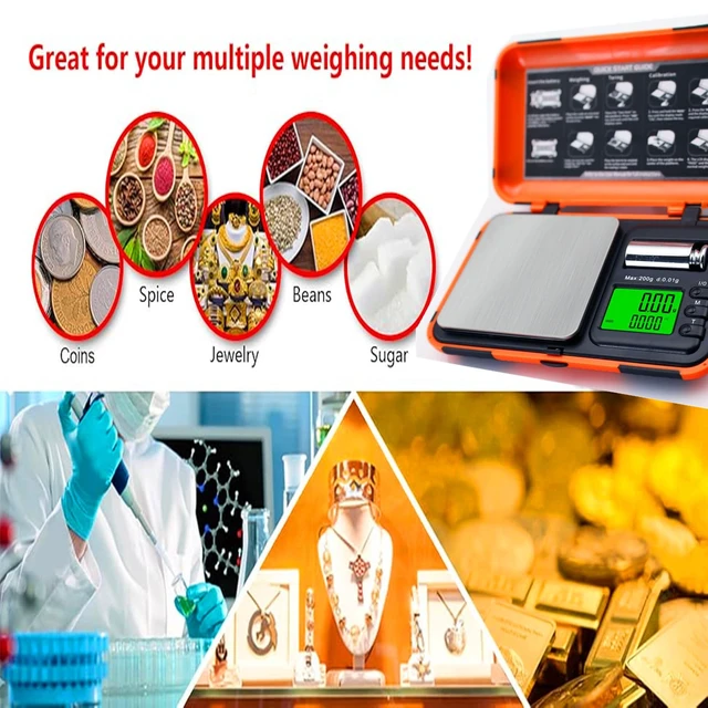 Alt view image 4 of 7 - Digital Pocket Scale Precision 200g/0.01g with 50g Cal Weights,LCD Display Digital Scale Grams Ounces, Mini Jewelry Scale, Coins Scale for Gold/Silver/Gems/Food (Pocket Scale)