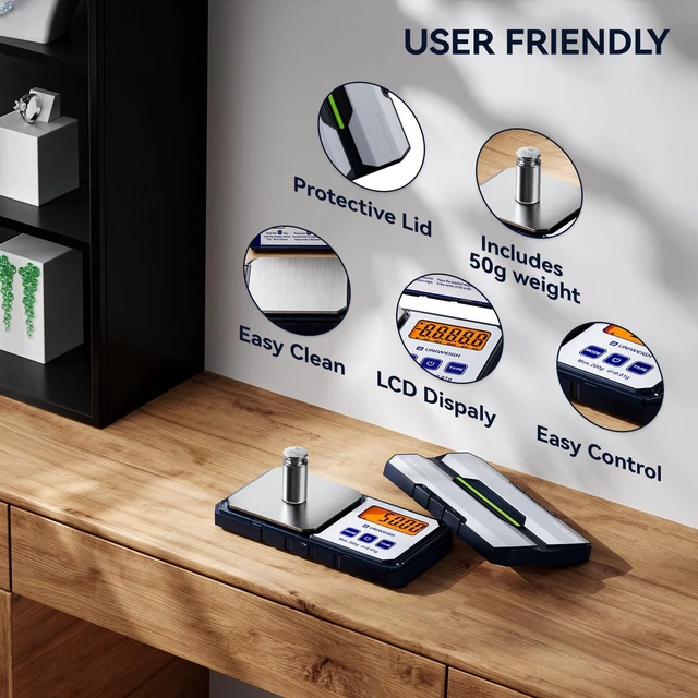 Alt view image 3 of 7 - Digital Pocket Gram Scale 200g/0.01g Accuracy | Small Scales Grams Ounces with 6 Units,Jewelry scale,Coin Scale with 50g Weights for Food/Coins/Gold/Powder,LCD/Tare Function