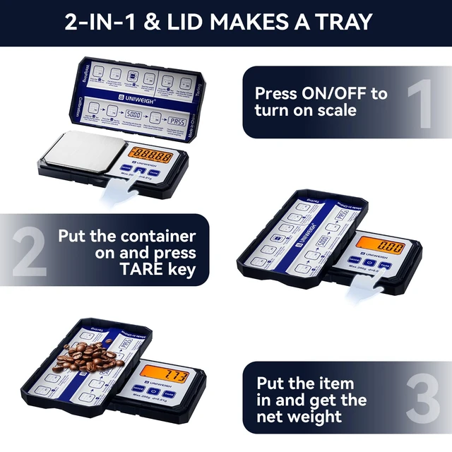 Alt view image 5 of 7 - Digital Pocket Gram Scale 200g/0.01g Accuracy | Small Scales Grams Ounces with 6 Units,Jewelry scale,Coin Scale with 50g Weights for Food/Coins/Gold/Powder,LCD/Tare Function