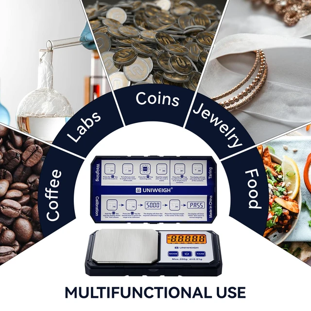 Alt view image 7 of 7 - Digital Pocket Gram Scale 200g/0.01g Accuracy | Small Scales Grams Ounces with 6 Units,Jewelry scale,Coin Scale with 50g Weights for Food/Coins/Gold/Powder,LCD/Tare Function