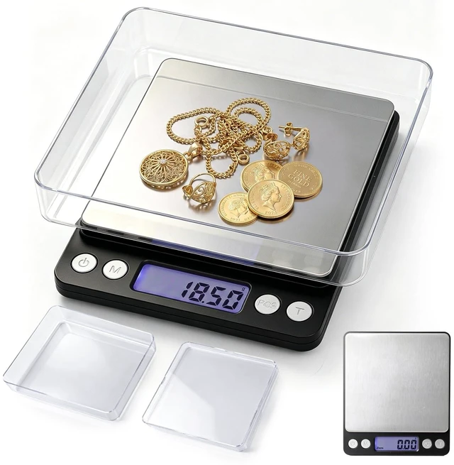 Main image of Digital Jewelry Scale, 500g x 0.01g High Precision Gold Scale, Portable Gram Scale with LCD Display, Tare Function, PCS Counting, Professional Small Scale for Jewelers Collectors Pawn Shops