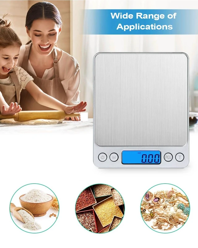 Alt view image 7 of 7 - Digital Kitchen Scale, 3000g 0.01oz/ 0.1g Pocket Coffee Scale, Mini Food Scale, Pro Electronic Jewelry Scale with Back-Lit LCD Display, Tare & PCS Functions, Stainless Steel, Batteries Included