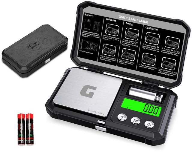 Main image of Digital Pocket Gram Scale 300g x 0.01g Accuracy Jewelry Scale | Small Mini High Precision Scale Digital Weight Grams And Oz For Gold,DiamondArrows, Powders & Mdicine ,With 50g Cal Weights
