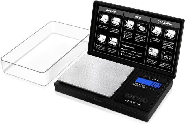 Main image of Digital Pocket Gram Scale 0.1g/1000g - Small Food Scale with Tray | Weighs Small Food, Spice, Herb, Coin - Easy of Use, LCD Display, Tare Function, 6 Modes Ounces Grains, Batteries Included