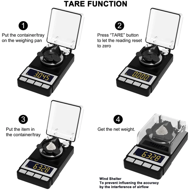 Alt view image 4 of 7 - Milligram Scale 50g/0.001g, Reloading Scale with 2 x 20g Weights | High Precision Jewelry Scale with Large LCD Display, MG Scale for Gold Medicine Powder, Battery Included