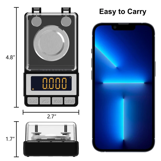 Alt view image 6 of 7 - Milligram Scale 50g/0.001g, Reloading Scale with 2 x 20g Weights | High Precision Jewelry Scale with Large LCD Display, MG Scale for Gold Medicine Powder, Battery Included