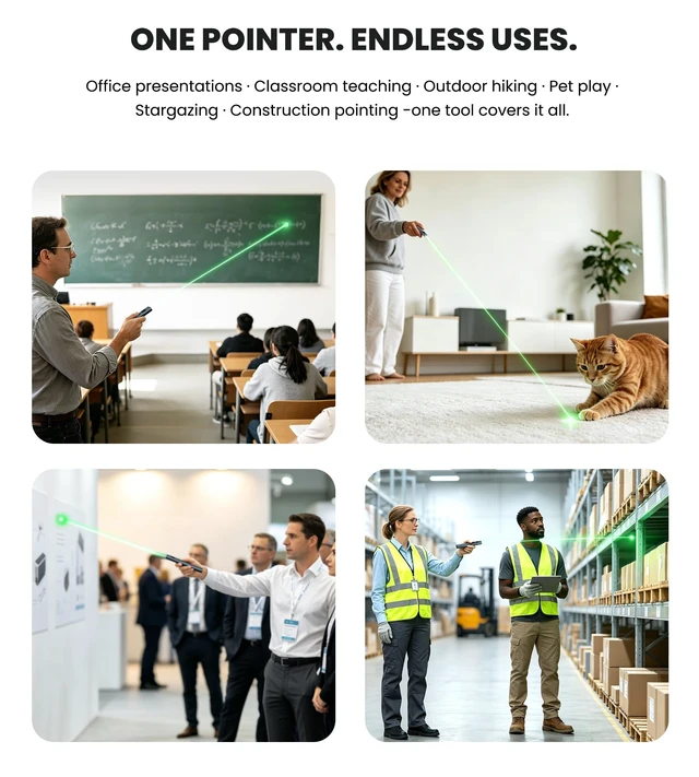 Alt view image 7 of 7 - Green Laser Pointer - Green Presentation Pointer Long Distance with USB Type C Charging - 3-Level Dimming, Outdoors Work& Office Meeting Presenter Tool, Includes Lanyard