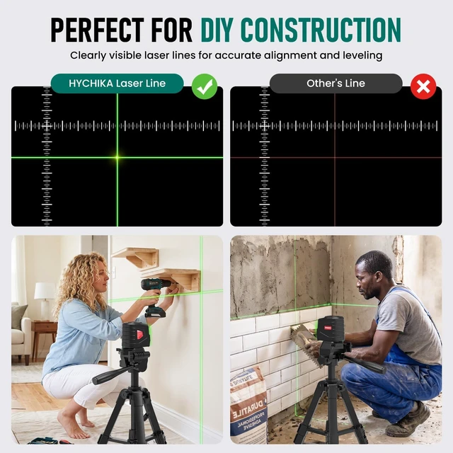 Alt view image 3 of 7 - Laser Level with 26 In Rotary Tripod, 100Ft Self Leveling Lazer Leveler Manual & Self-Leveling Modes, Green Cross Line Laser for Picture Hanging, Tile, DIY Construction - Laser class: II