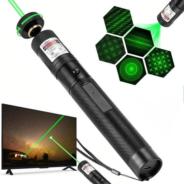 Main image of Green Laser Pointer, USB Charging, Laser Beam with Starry-Sky Cap | Starry-Sky Patterns, Switch to a Single-Point Beam, for Hiking, Presentations & Outdoor Use (Professional-Grade Green Light)