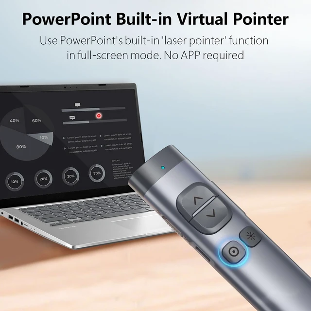 Alt view image 5 of 7 - N97s Presentation Clicker for Powerpoint Presentations with Digital Pointer | Red Laser, Metal Housing, Magnifier/Highlight/Mouse Left Click, TV Screen & Projector Clicker, Built-in Storage Receiver