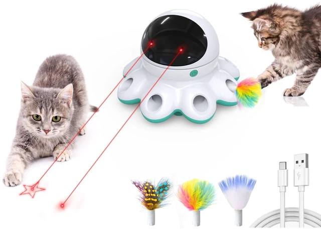 Main image of Cat Laser Toy, 2-in-1 Interactive Automatic Motion Activated Moving 8 Holes Whack A Mole Feather, USB Rechargeable Electronic Smart Sensor Kitten Toys for Indoor Exercise