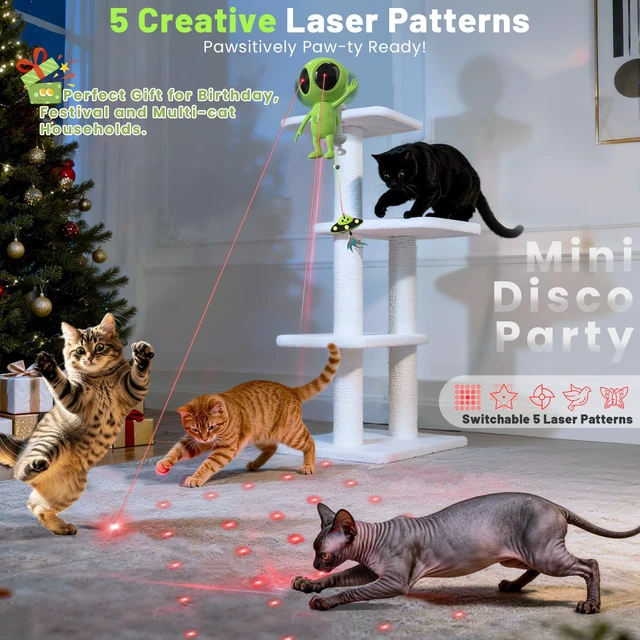 Alt view image 6 of 7 - Laser Cat Toys for Indoor Cats, 2 in 1 Interactive Automatic Dual Laser & Catnip UFO Dangler for Kitten Toys, Truly Random Trajectory Radar Motion-Activated, Rechargeable 4 Modes, Clamp Design