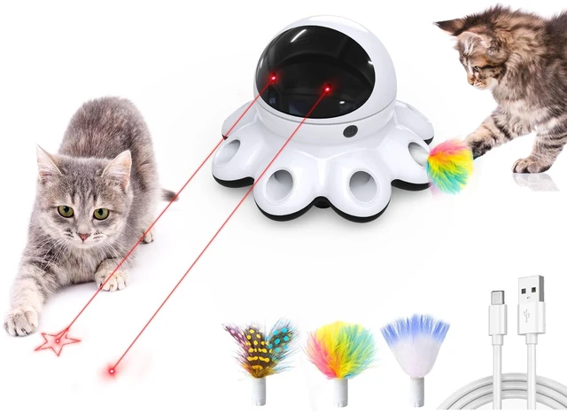 Main image of Cat Laser Toy, 2-in-1 Interactive Automatic Motion Activated Moving 8 Holes Whack A Mole Feather, USB Rechargeable Electronic Smart Sensor Kitten Toys for Indoor Exercise