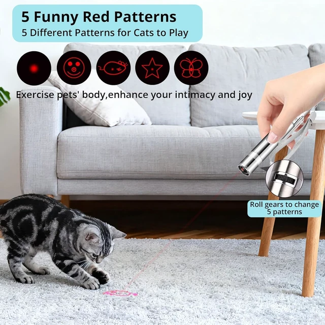 Alt view image 4 of 7 - Cat Toy, USB Rechargeable, 3 Light Modes, 5 Fun Patterns, Indoor | Interactive Chase Toy, Automatic Training & Exercise Fun, Kitten Toy for Indoor Cats & Dogs