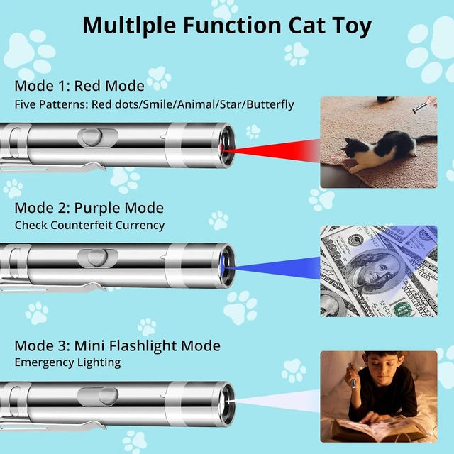Alt view image 5 of 7 - Cat Toy, USB Rechargeable, 3 Light Modes, 5 Fun Patterns, Indoor | Interactive Chase Toy, Automatic Training & Exercise Fun, Kitten Toy for Indoor Cats & Dogs