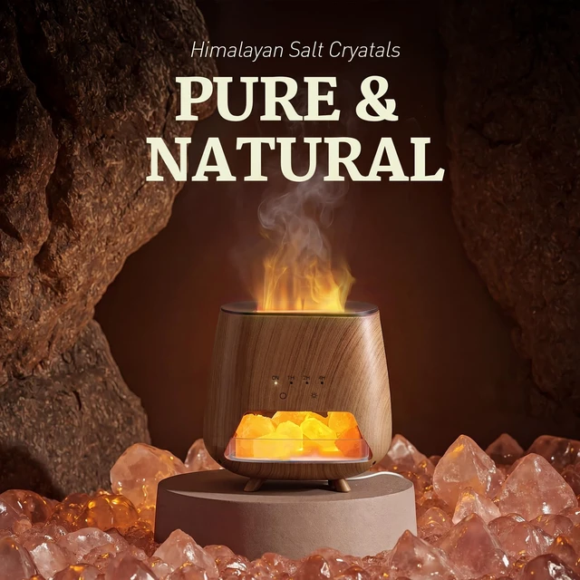Alt view image 6 of 7 - Essential Oil Diffuser for Home: -- Himalayan Lamp | Aromatherapy Diffuser with - Flame LED - 200ml Cool Mist Humidifier - Auto Off for Bedroom, Office & Yoga