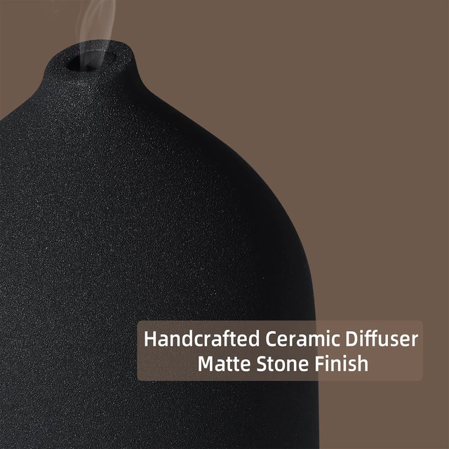Alt view image 2 of 7 - 200ML Ceramic Essential Oil Diffuser for Home, Stone Diffuser | Ultrasonic Aromatherapy Diffuser & Air Humidifier for Bedroom, Office, Yoga, 7 LED Lights, Auto Shut-Off, 3 Timers, Black