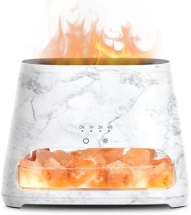 Main image of 2-in-1 Essential Oil Diffuser for Home,Himalayan Salt Lamp Diffuser | 150ml, Ultrasonic Aromatherapy Diffuser Cool Mist Humidifier with 3 Brightness, Ambient Glow, 100% Pure Himalayan Salt,Marble