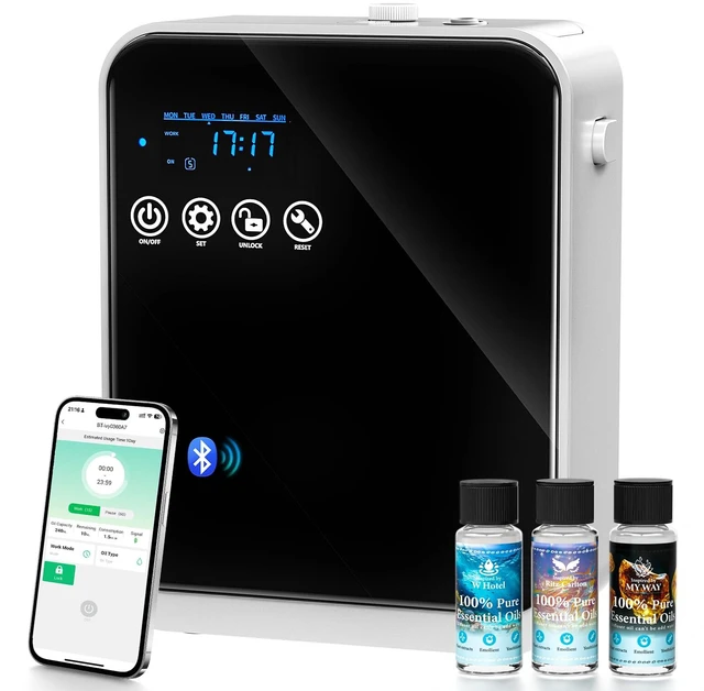 Main image of Waterless Essential Oil Diffuser,House Scent Air Diffusers for Home Hotel with APP Control(Auto Timer) & Touch Screen(Adjust Level) |1500 sq.ft,Large Room Aromatherapy Oil Diffuser,250ml,Quiet(Black)