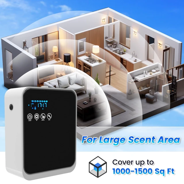 Alt view image 5 of 7 - Waterless Essential Oil Diffuser,House Scent Air Diffusers for Home Hotel with APP Control(Auto Timer) & Touch Screen(Adjust Level) |1500 sq.ft,Large Room Aromatherapy Oil Diffuser,250ml,Quiet(Black)